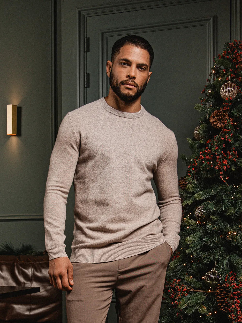 Beige Wool Crewneck Pullover