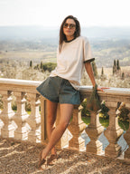 Creme Collar Femme T-shirt