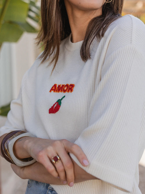 Beige Knit Amor T-shirt