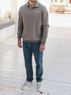 Brown V-Neck Polo Sweater