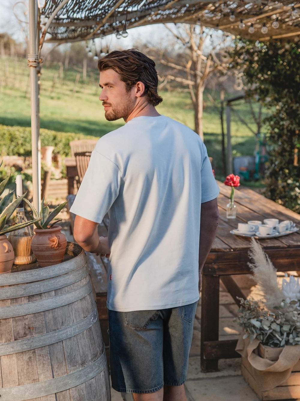 Hellblaues Vendemmia Oversized T-Shirt
