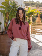 Red Amor Oversized Polo Sweater