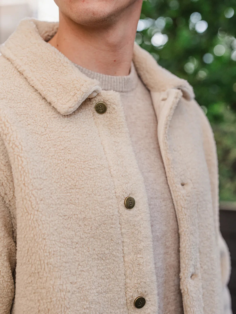 Beige Oversized Teddy Jacket
