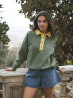 Grüner Damen-Polo-Pullover