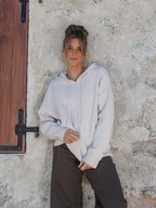 Creme Knit Oversized Hoodie