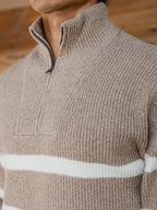 Brown Knit Stripe Half Zip