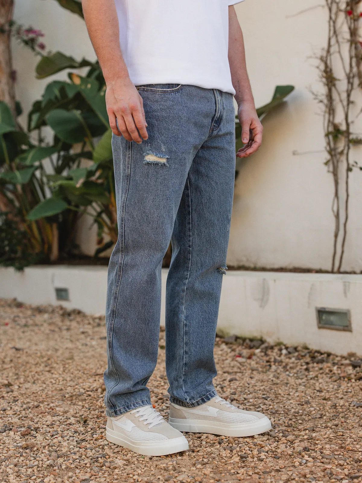New Washed Blue Damaged Jeans