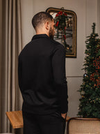 Black Jersey V-Neck Polo