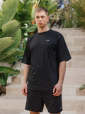 Schwarzes Oversized-Sport-T-Shirt