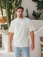 Pastel Yellow La Hora Label Oversized T-shirt