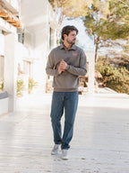 Brown V-Neck Polo Sweater