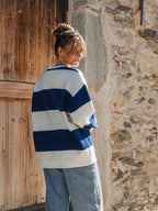Navy Knit Stripe Oversized Sweater
