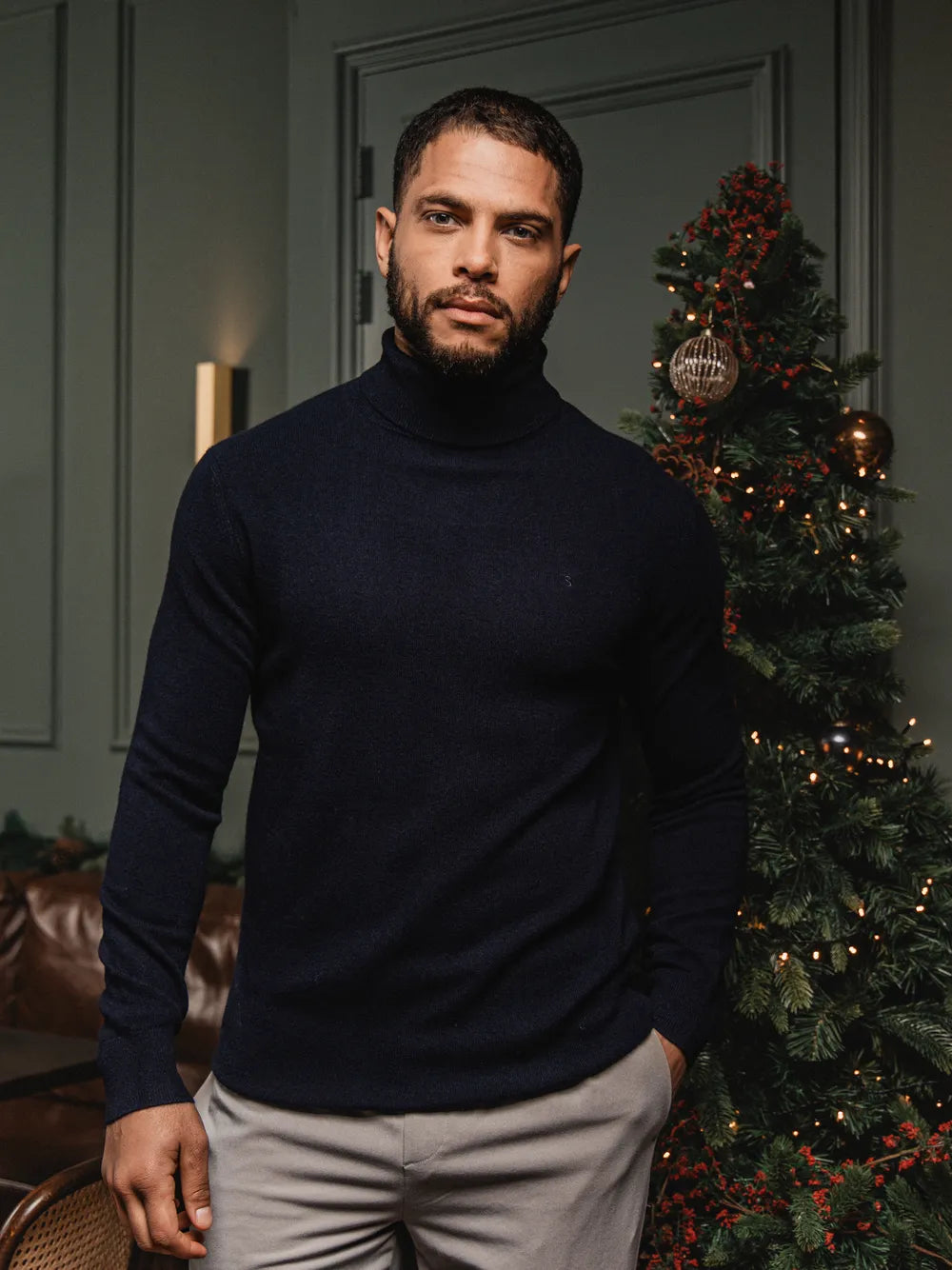 Navy Wool Turtleneck