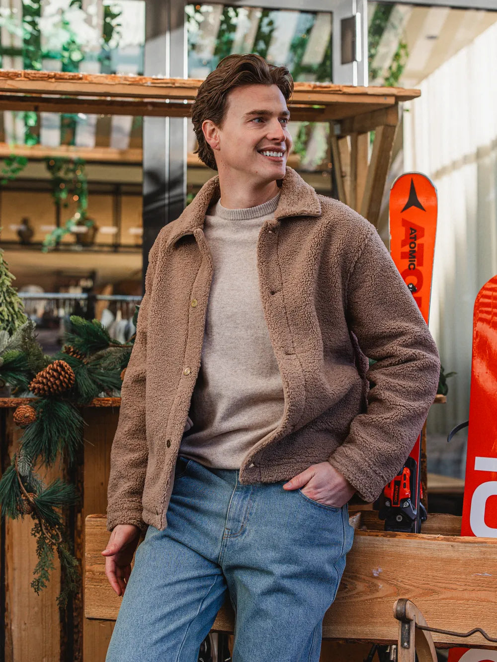 Brown Oversized Teddy Jacket