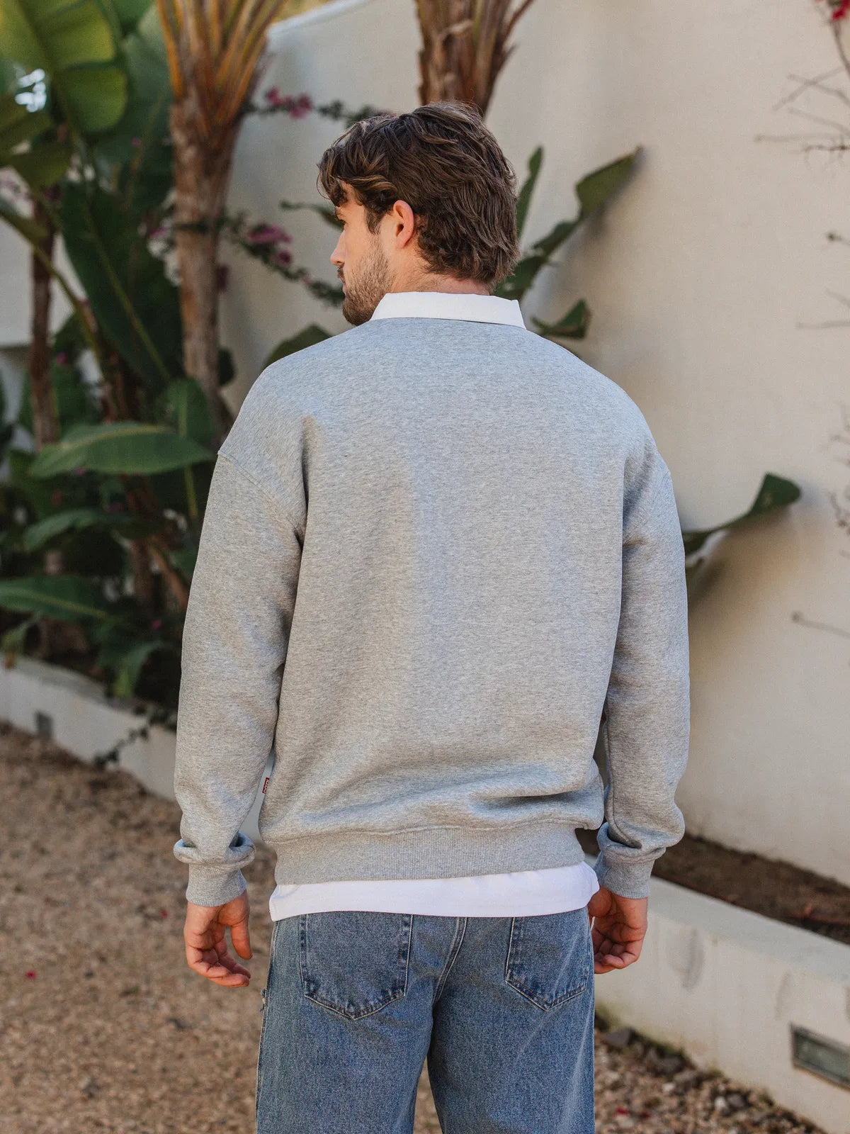 Grey Collar Oversized Polo Sweater