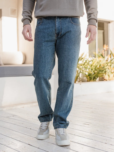 Braune Washed-Denim-Jeans