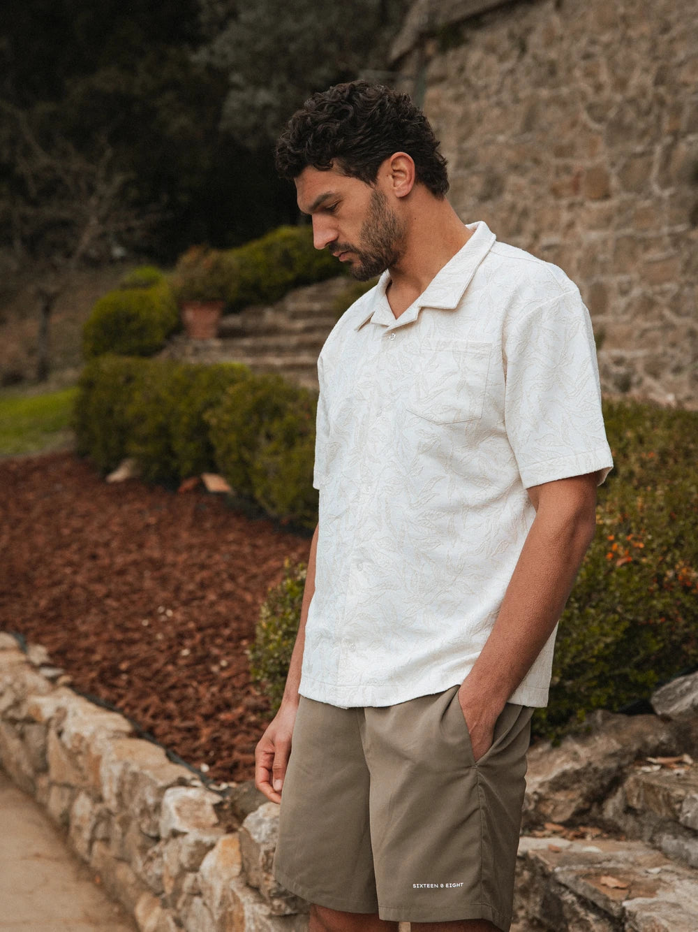 Creme Blumen Sommer Polo