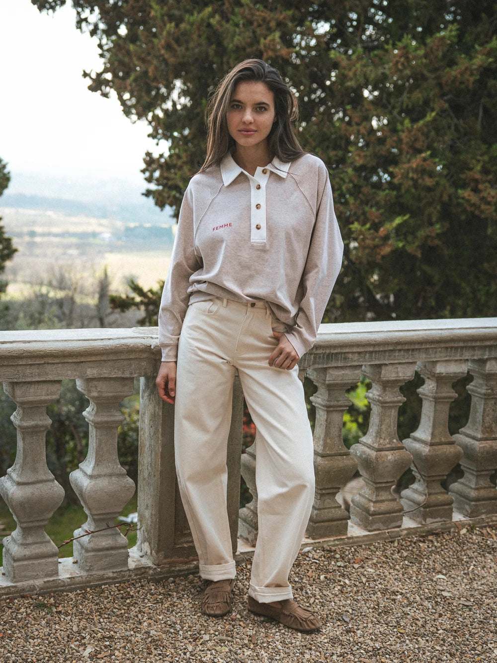 Melange Brown Oversized Polo