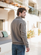 Brown V-Neck Polo Sweater