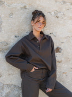 Brown Oversized Denim Shirt