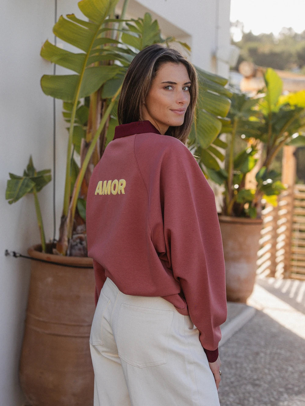 Red Amor Oversized Polo Sweater