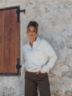 Off White Detail Polo Sweater