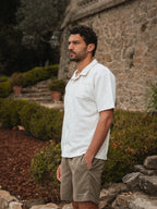 Creme Flower Summer Polo
