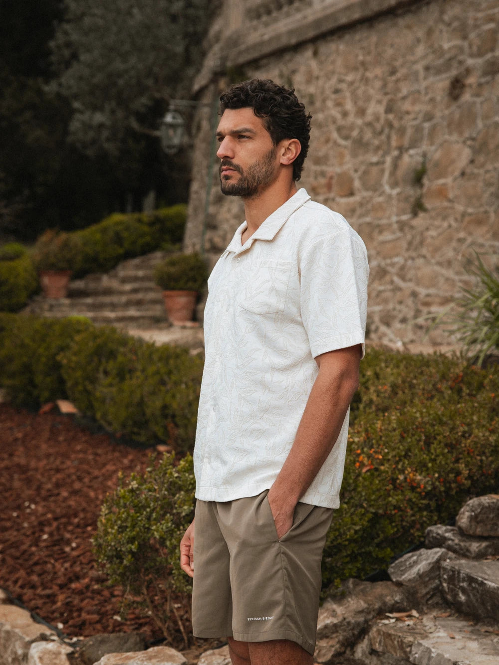 Creme Blumen Sommer Polo