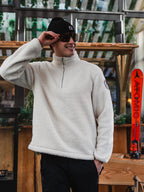 White Teddy Half Zip Sweater