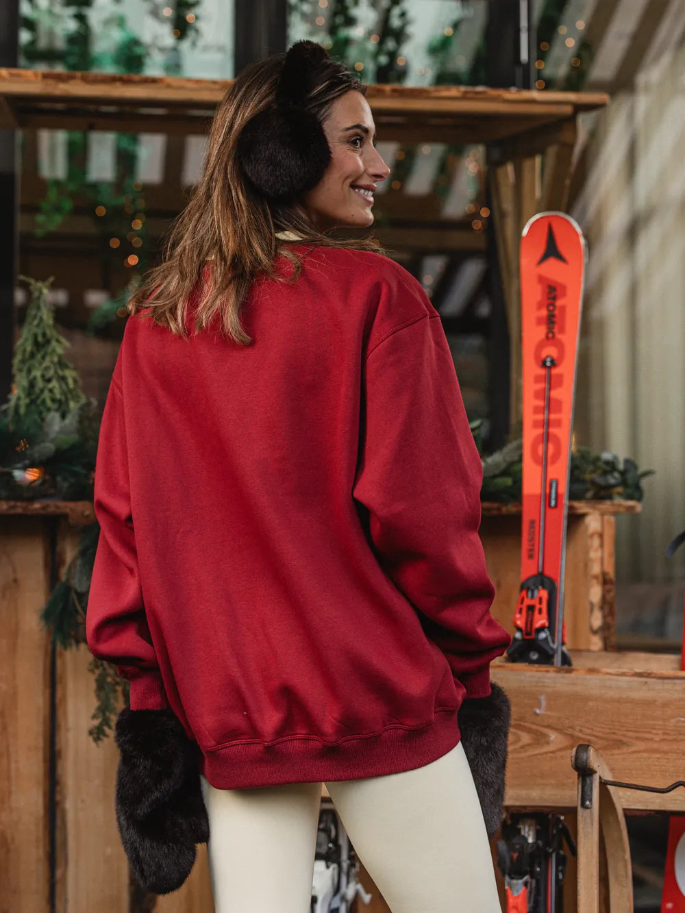 Bordeaux Red Oversized Ski Sweater