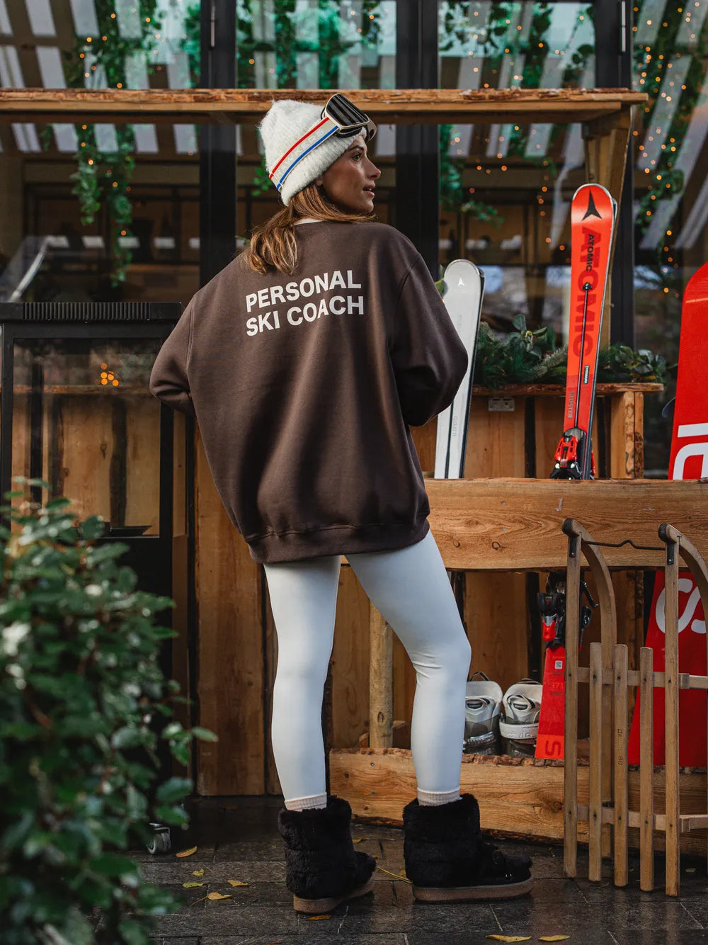 Brown Ski Coach Oversized Sweater