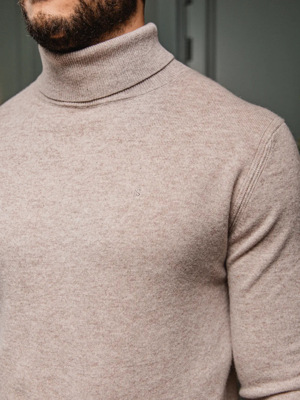 Beige Wool Turtleneck