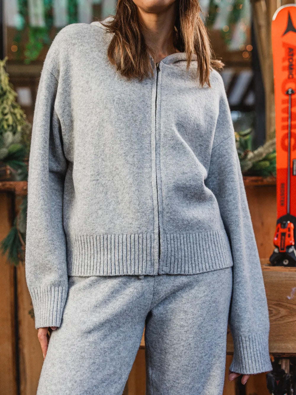 Grey Knitted Zip Vest