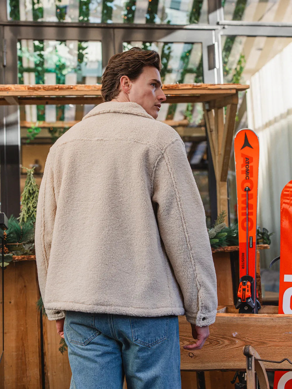 Beige Oversized Teddy Jacket