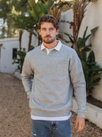 Grey Collar Oversized Polo Sweater
