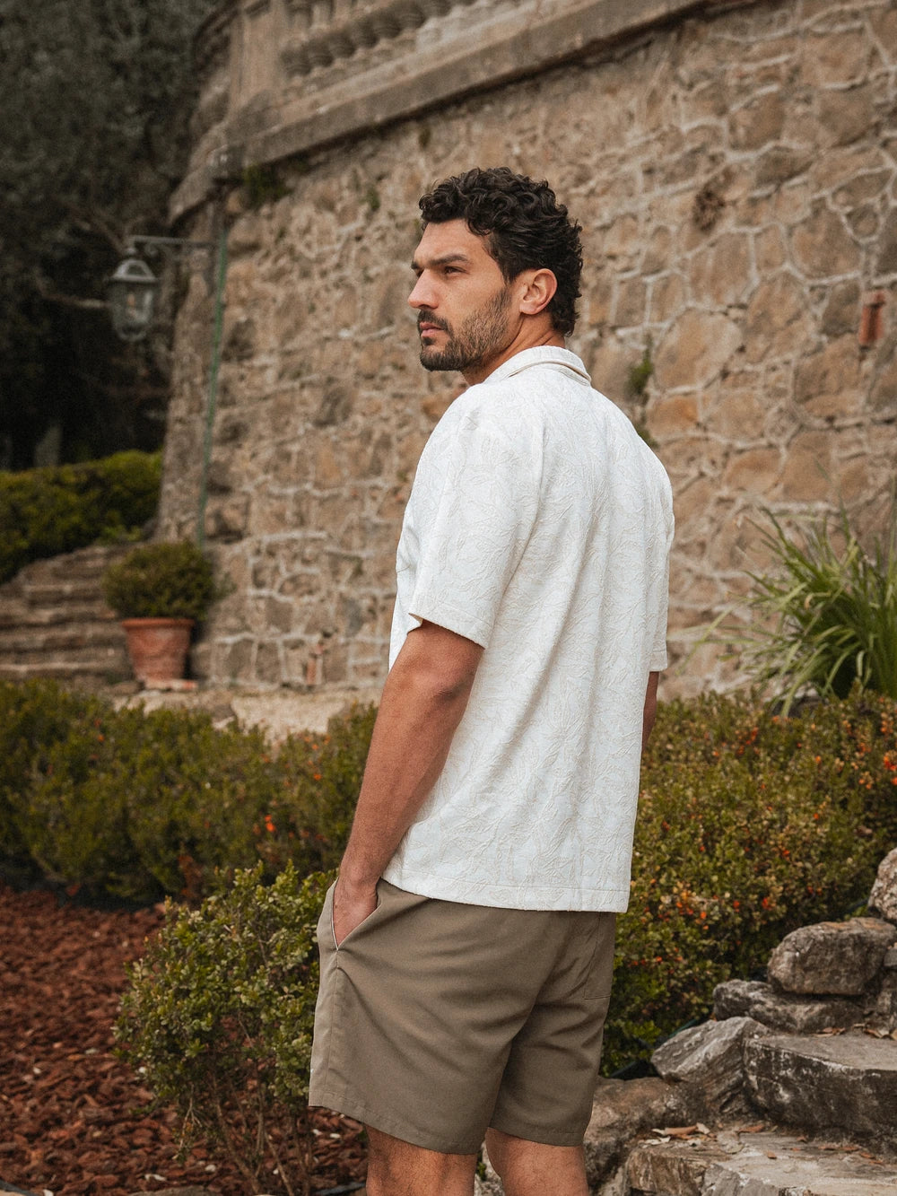 Creme Flower Summer Polo