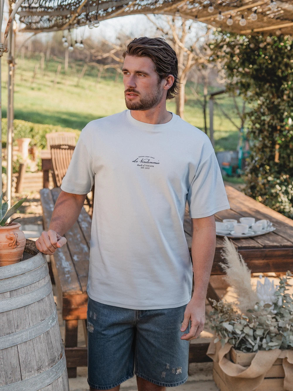 Hellblaues Vendemmia Oversized T-Shirt