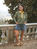 Grüner Damen-Polo-Pullover