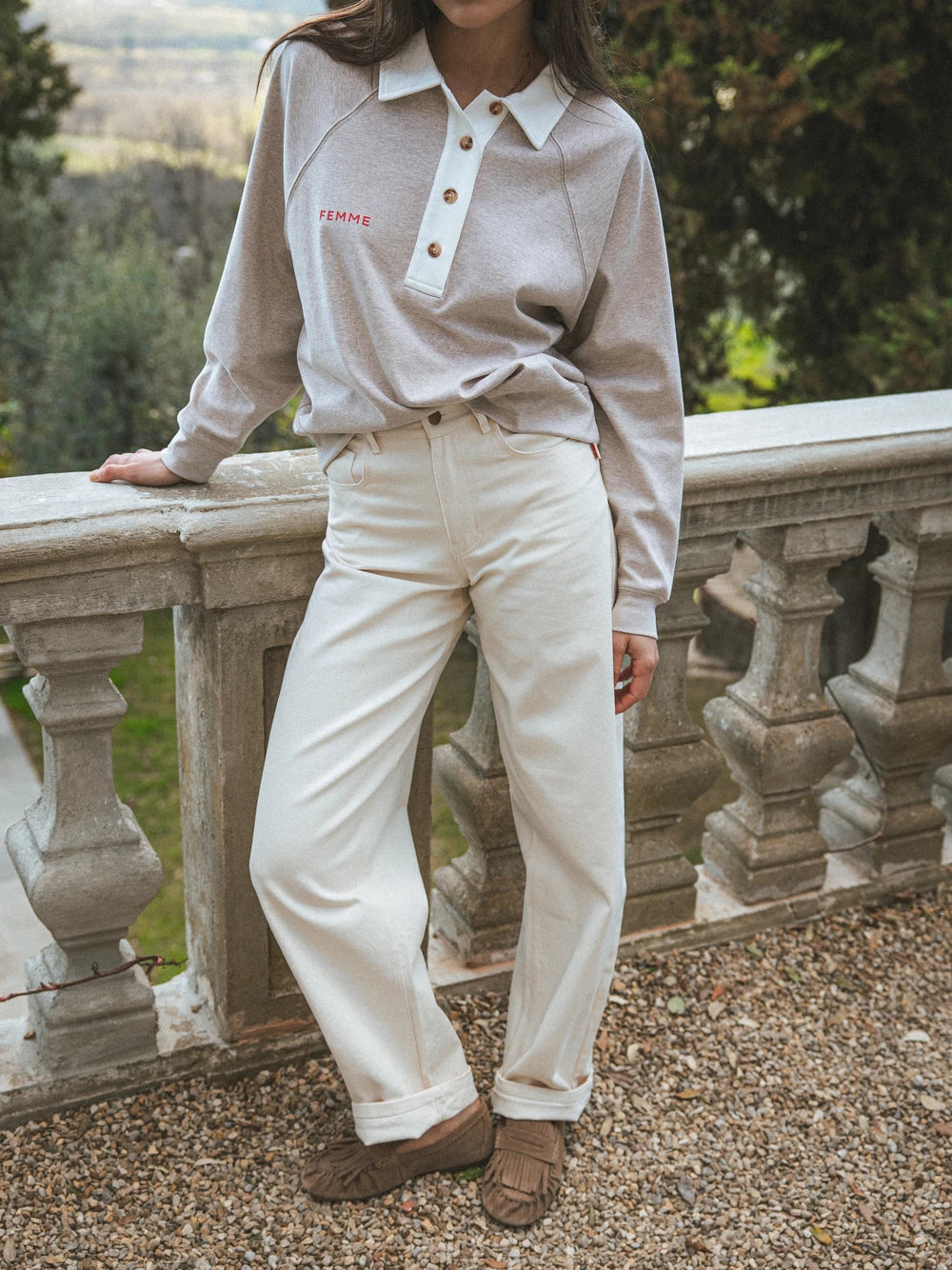 Melange Brown Oversized Polo