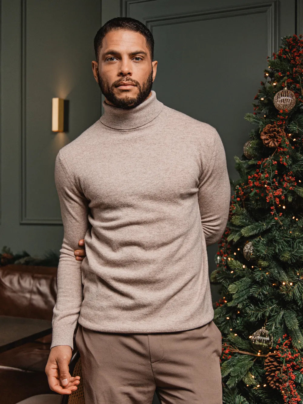 Beige Wool Turtleneck