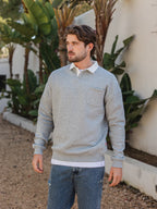 Grey Collar Oversized Polo Sweater