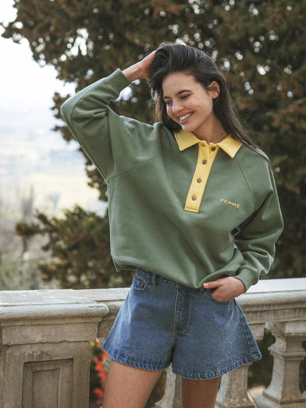 Grüner Damen-Polo-Pullover