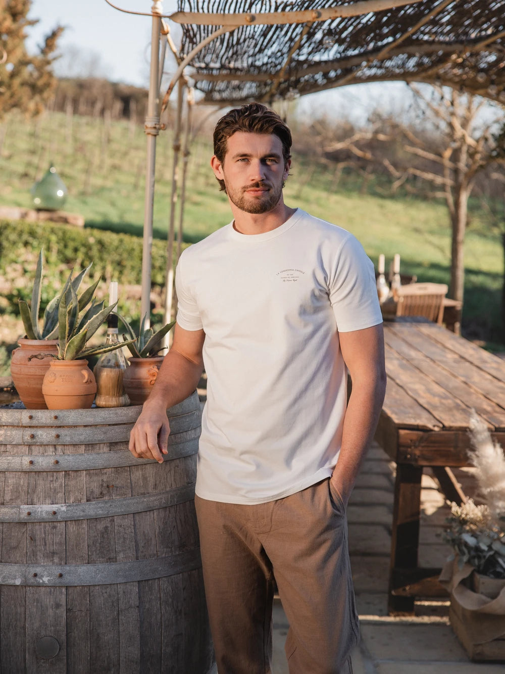 Creme Kapsel Slimfit T-Shirt