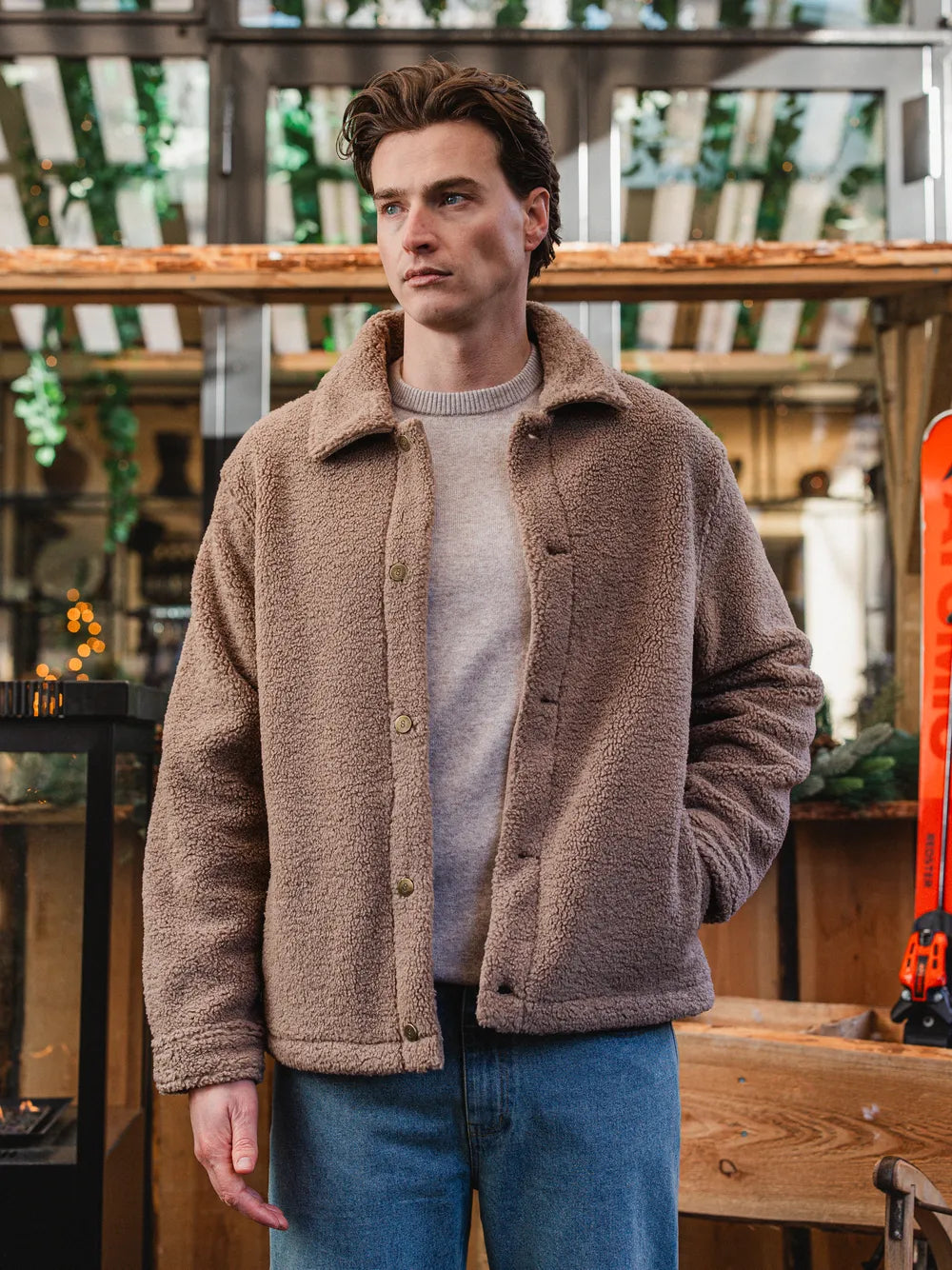 Brown Oversized Teddy Jacket