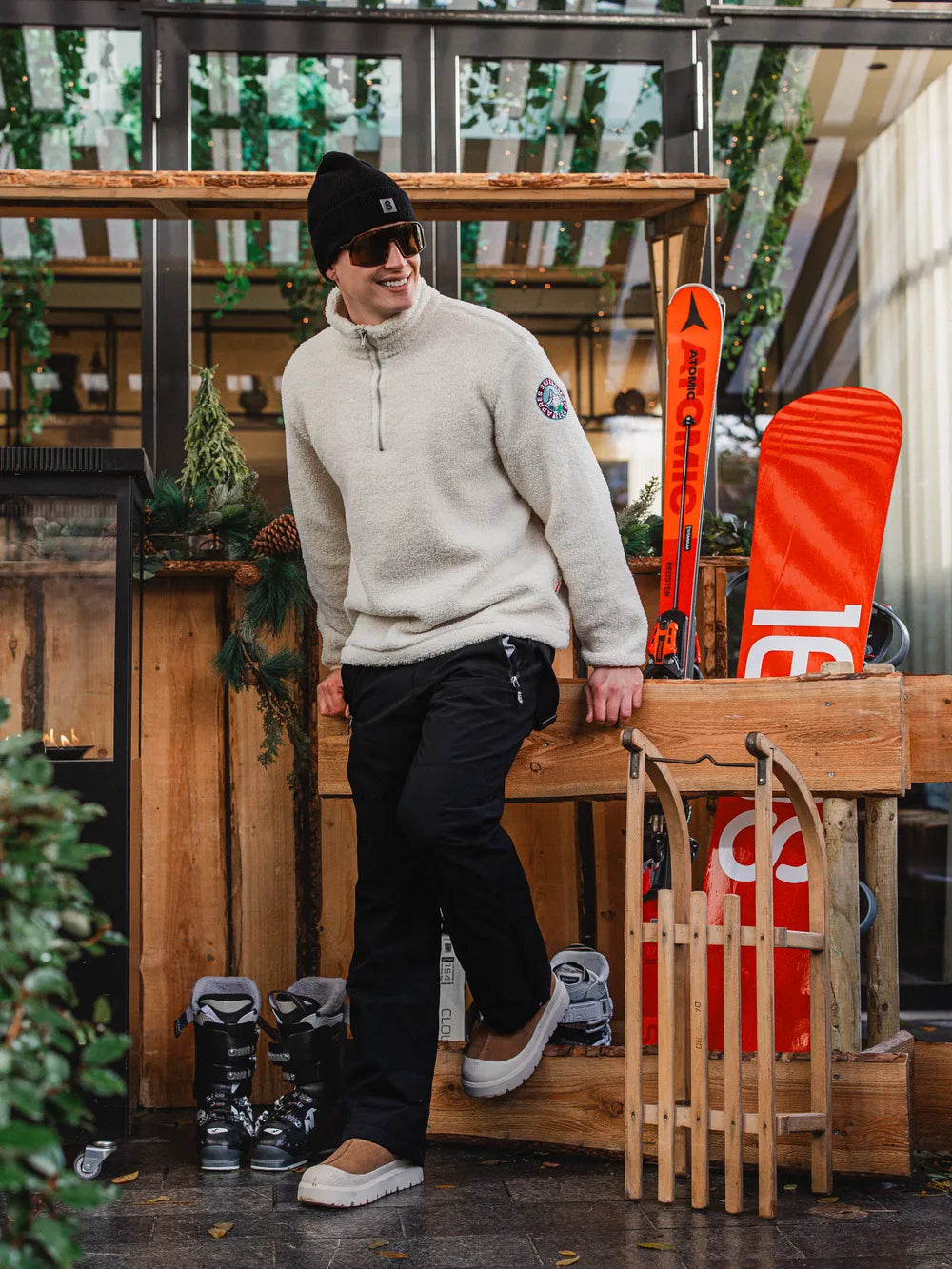 White Teddy Half Zip Sweater