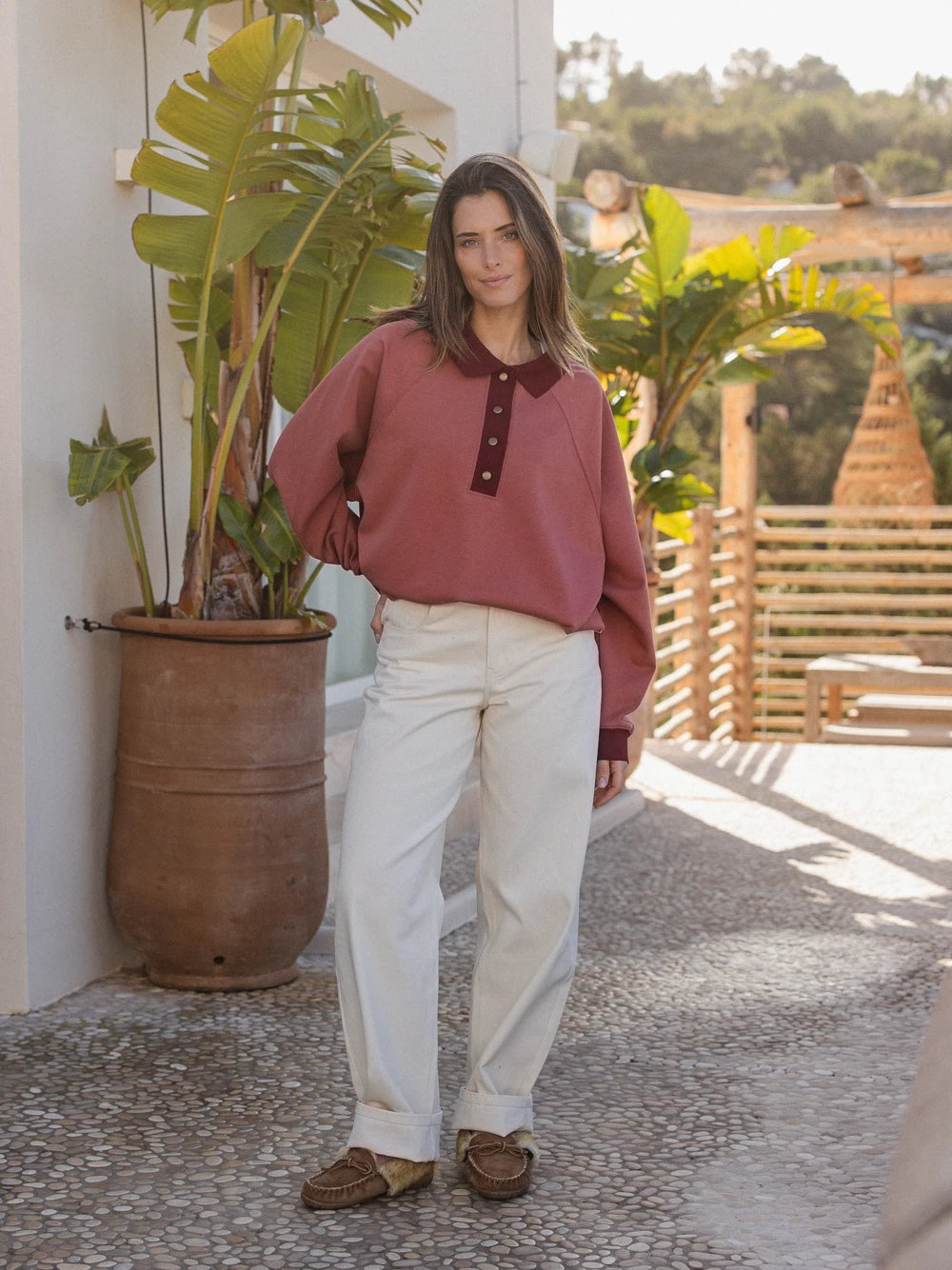 Red Amor Oversized Polo Sweater