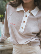Melange Brown Oversized Polo