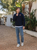Navy V-Neck Polo Sweater