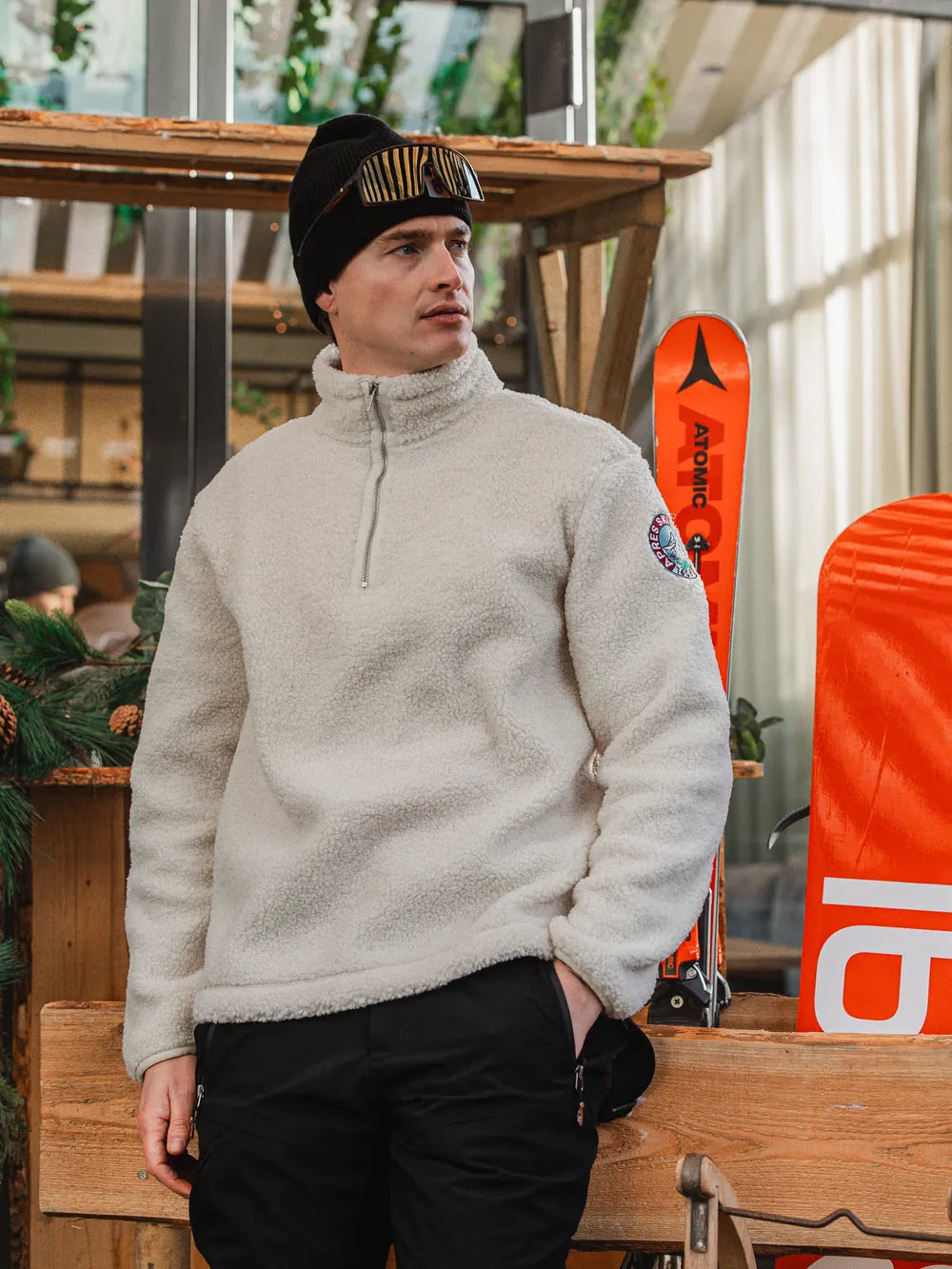 White Teddy Half Zip Sweater