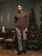 Braune Wollstrickjacke